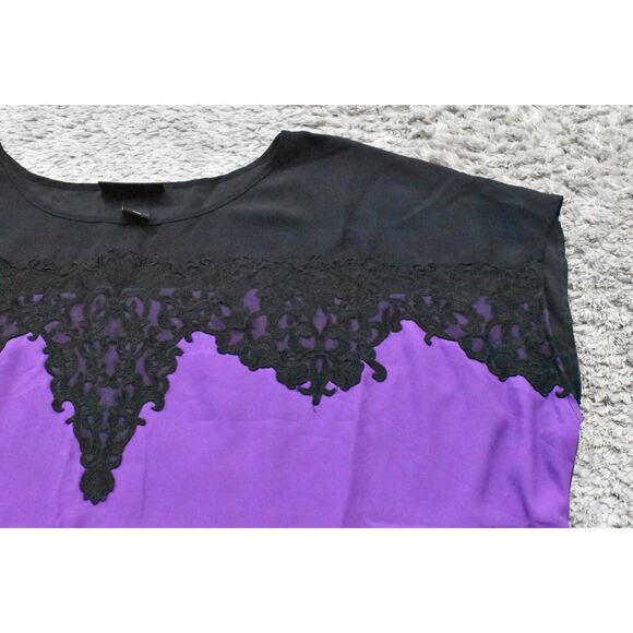 Lane Bryant Purple Crew Neck Blouse Plus Size 22/24 Polyester Short Sleeve - Picture 7 of 9